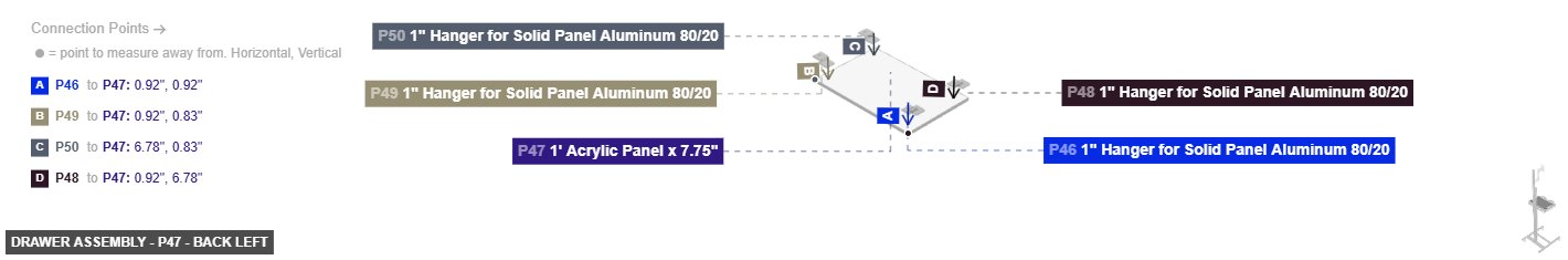 Drawer Assembly - Part 1' Acrylic Panel x 7.75