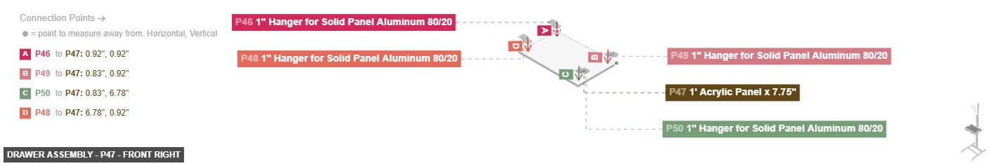 Drawer Assembly - Part 1' Acrylic Panel x 7.75