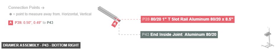 Drawer Assembly - Part End Inside Joint  Aluminum 80/20 - bottom_right