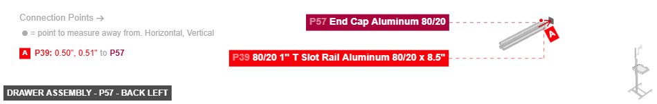 Drawer Assembly - Part End Cap Aluminum 80/20 - back_left
