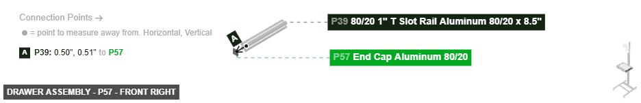 Drawer Assembly - Part End Cap Aluminum 80/20 - front_right