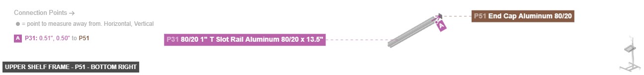 Upper Shelf Frame - Part End Cap Aluminum 80/20 - bottom_right