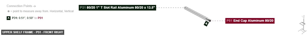 Upper Shelf Frame - Part End Cap Aluminum 80/20 - front_right