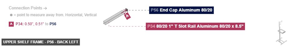 Upper Shelf Frame - Part End Cap Aluminum 80/20 - back_left