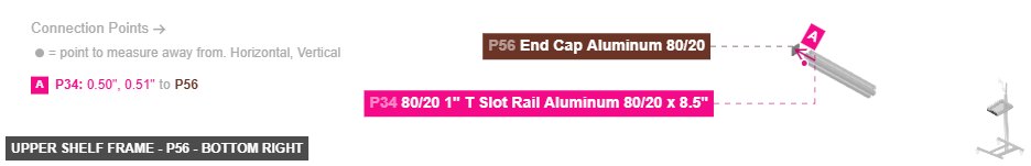 Upper Shelf Frame - Part End Cap Aluminum 80/20 - bottom_right