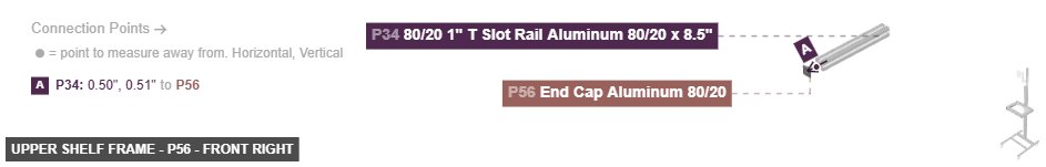 Upper Shelf Frame - Part End Cap Aluminum 80/20 - front_right