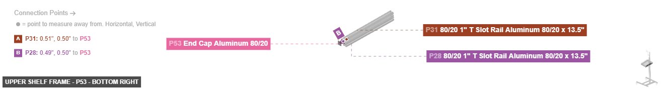 Upper Shelf Frame - Part End Cap Aluminum 80/20 - bottom_right