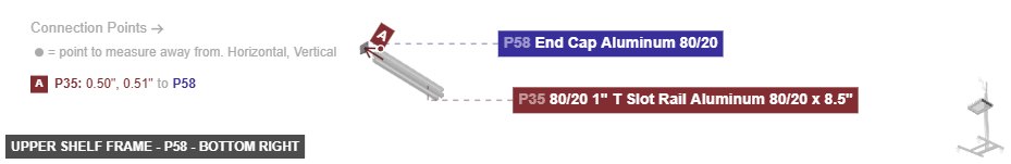 Upper Shelf Frame - Part End Cap Aluminum 80/20 - bottom_right