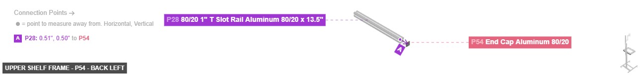 Upper Shelf Frame - Part End Cap Aluminum 80/20 - back_left