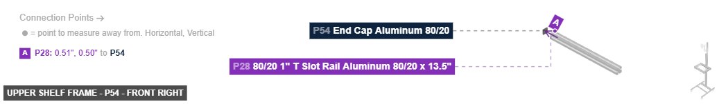 Upper Shelf Frame - Part End Cap Aluminum 80/20 - front_right