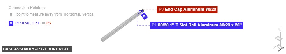 Base Assembly - Part End Cap Aluminum 80/20 - front_right