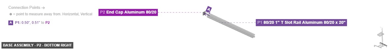Base Assembly - Part End Cap Aluminum 80/20 - bottom_right