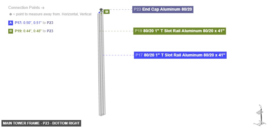Main Tower Frame - Part End Cap Aluminum 80/20 - bottom_right