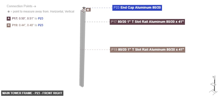 Main Tower Frame - Part End Cap Aluminum 80/20 - front_right