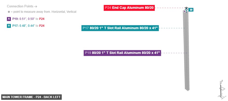 Main Tower Frame - Part End Cap Aluminum 80/20 - back_left