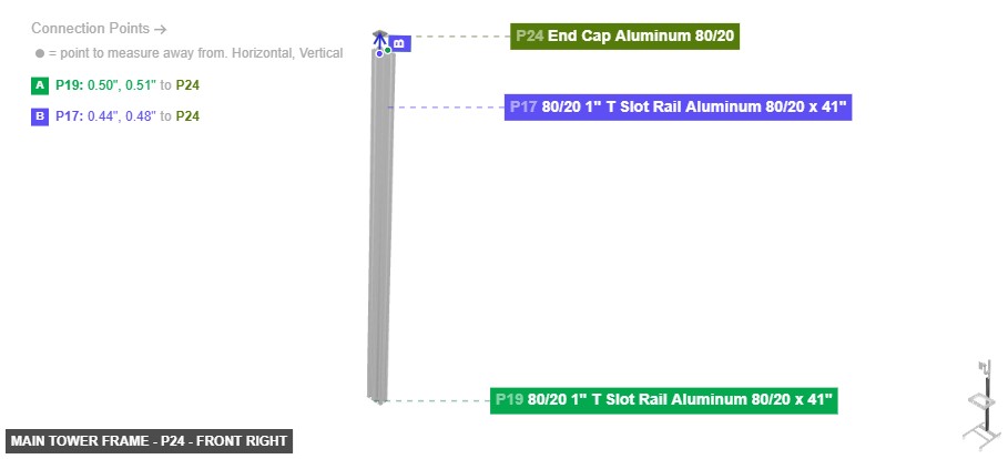Main Tower Frame - Part End Cap Aluminum 80/20 - front_right