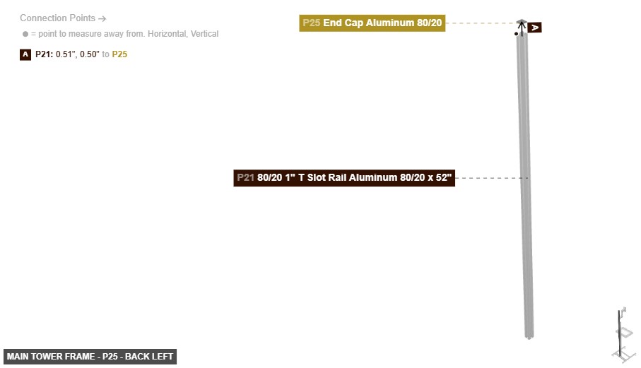 Main Tower Frame - Part End Cap Aluminum 80/20 - back_left