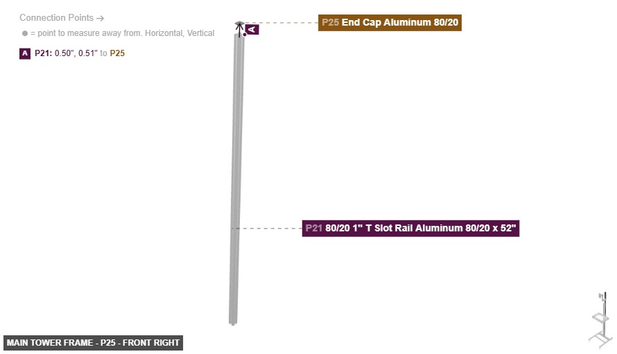 Main Tower Frame - Part End Cap Aluminum 80/20 - front_right
