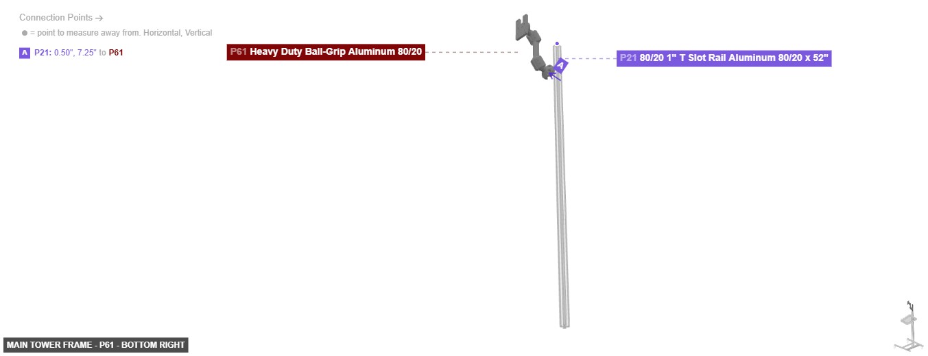 Main Tower Frame - Part Heavy Duty Ball-Grip Aluminum 80/20 - bottom_right