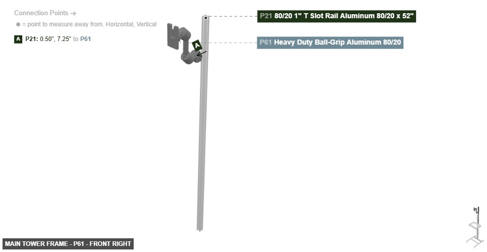 Main Tower Frame - Part Heavy Duty Ball-Grip Aluminum 80/20 - front_right