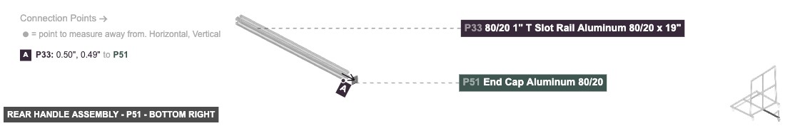 Rear Handle Assembly - Part End Cap Aluminum 80/20 - bottom_right