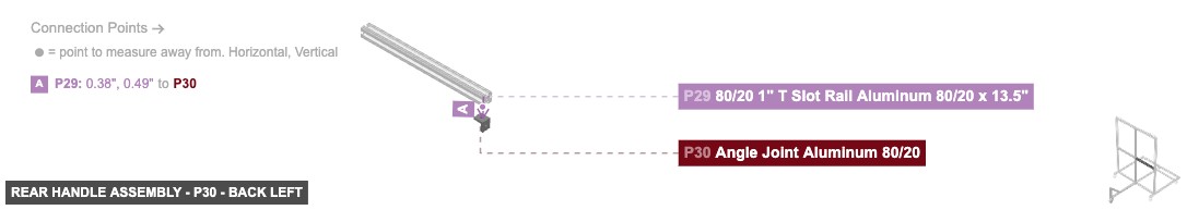 Rear Handle Assembly - Part Angle Joint Aluminum 80/20 - back_left