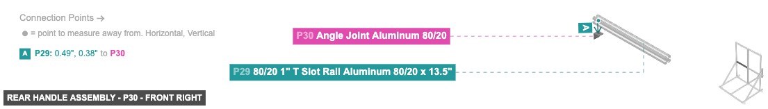 Rear Handle Assembly - Part Angle Joint Aluminum 80/20 - front_right
