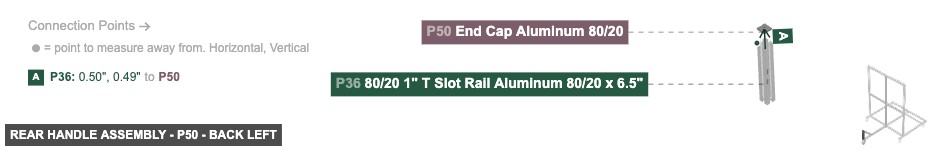 Rear Handle Assembly - Part End Cap Aluminum 80/20 - back_left