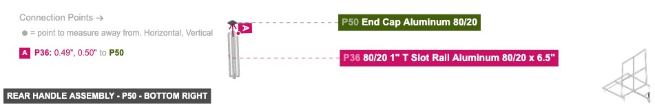Rear Handle Assembly - Part End Cap Aluminum 80/20 - bottom_right