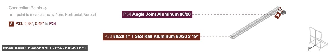 Rear Handle Assembly - Part Angle Joint Aluminum 80/20 - back_left
