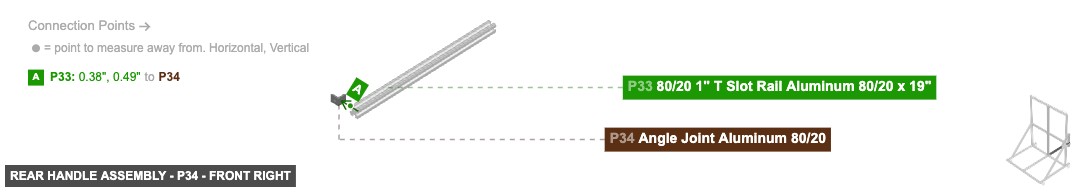 Rear Handle Assembly - Part Angle Joint Aluminum 80/20 - front_right