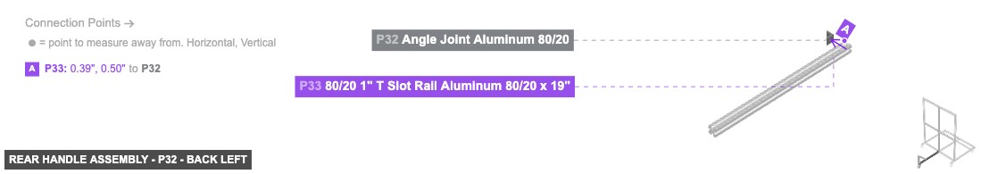 Rear Handle Assembly - Part Angle Joint Aluminum 80/20 - back_left