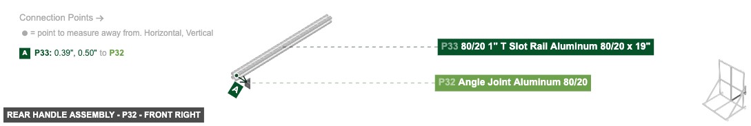 Rear Handle Assembly - Part Angle Joint Aluminum 80/20 - front_right