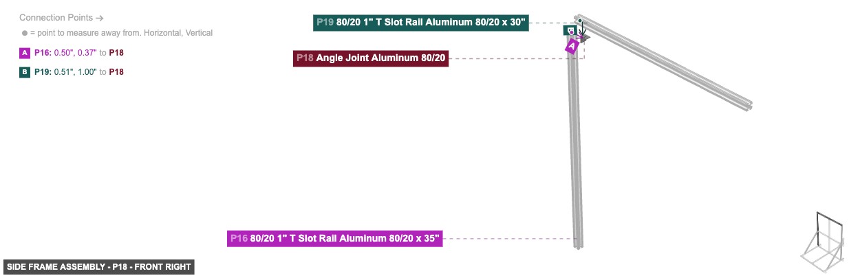 Side Frame Assembly - Part Angle Joint Aluminum 80/20 - front_right