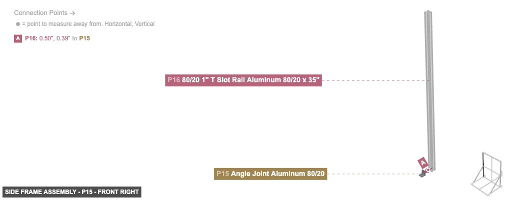 Side Frame Assembly - Part Angle Joint Aluminum 80/20 - front_right