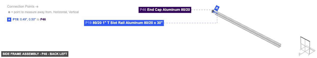 Side Frame Assembly - Part End Cap Aluminum 80/20 - back_left