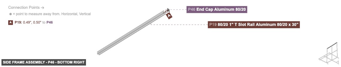Side Frame Assembly - Part End Cap Aluminum 80/20 - bottom_right