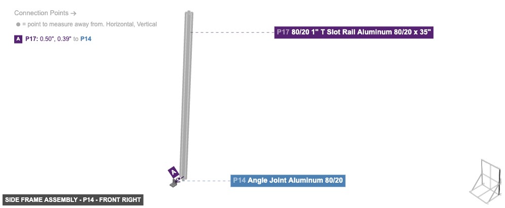 Side Frame Assembly - Part Angle Joint Aluminum 80/20 - front_right