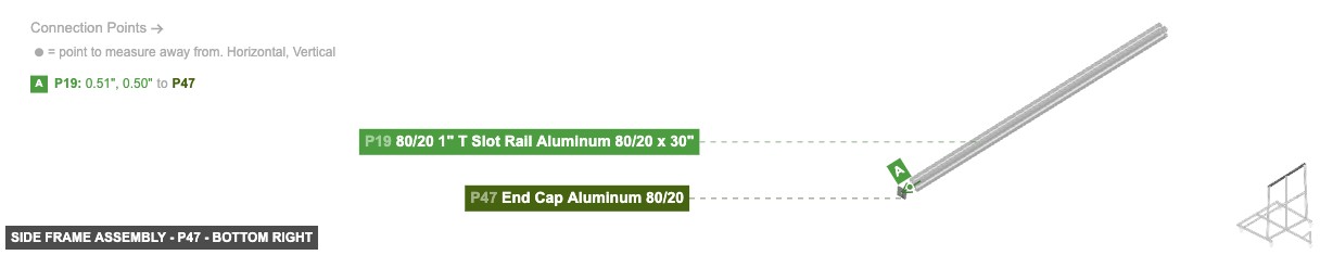 Side Frame Assembly - Part End Cap Aluminum 80/20 - bottom_right