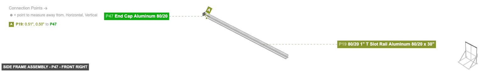 Side Frame Assembly - Part End Cap Aluminum 80/20 - front_right