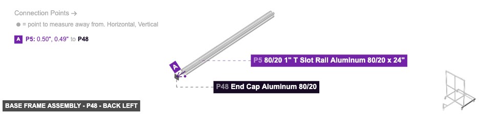 Base Frame Assembly - Part End Cap Aluminum 80/20 - back_left