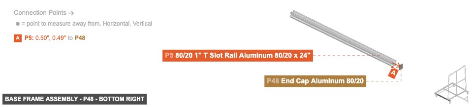 Base Frame Assembly - Part End Cap Aluminum 80/20 - bottom_right