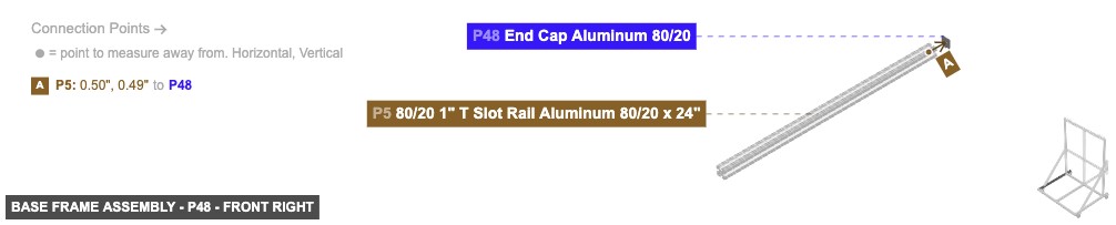 Base Frame Assembly - Part End Cap Aluminum 80/20 - front_right