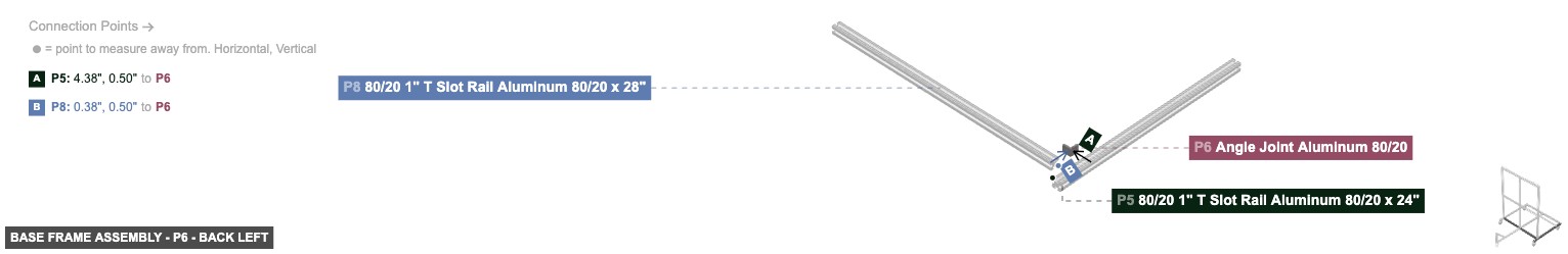 Base Frame Assembly - Part Angle Joint Aluminum 80/20 - back_left