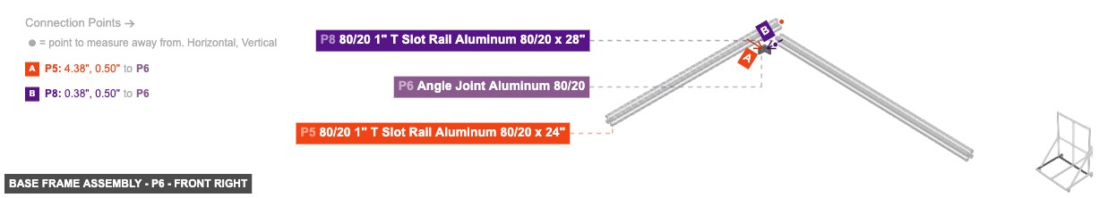 Base Frame Assembly - Part Angle Joint Aluminum 80/20 - front_right