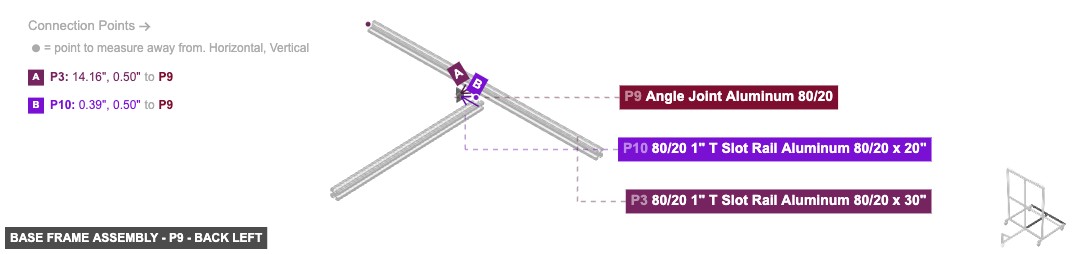 Base Frame Assembly - Part Angle Joint Aluminum 80/20 - back_left