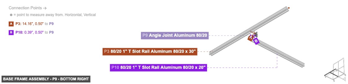 Base Frame Assembly - Part Angle Joint Aluminum 80/20 - bottom_right
