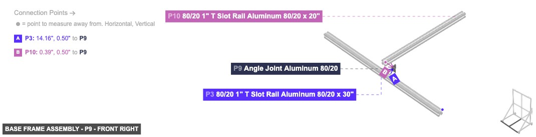 Base Frame Assembly - Part Angle Joint Aluminum 80/20 - front_right