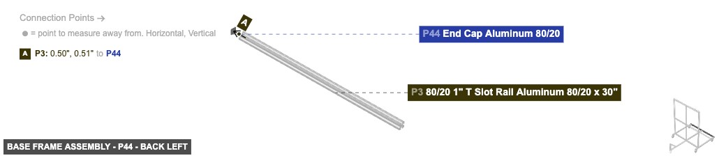 Base Frame Assembly - Part End Cap Aluminum 80/20 - back_left