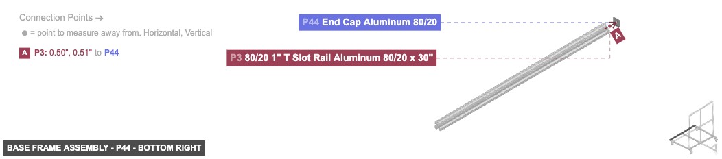 Base Frame Assembly - Part End Cap Aluminum 80/20 - bottom_right